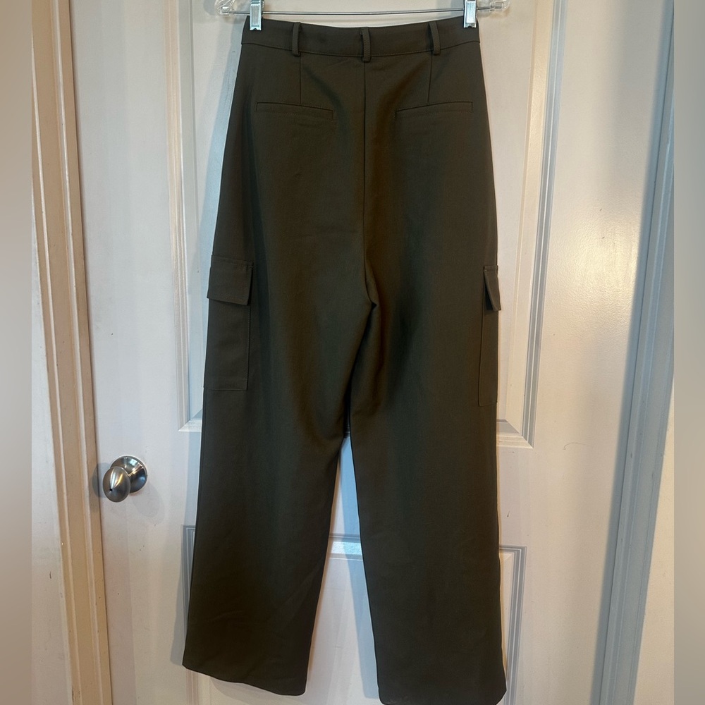 The Frankie Shop Maesa Olive Pleated Hi- Rise Cargo Trousers, Small - Picture 7 of 13